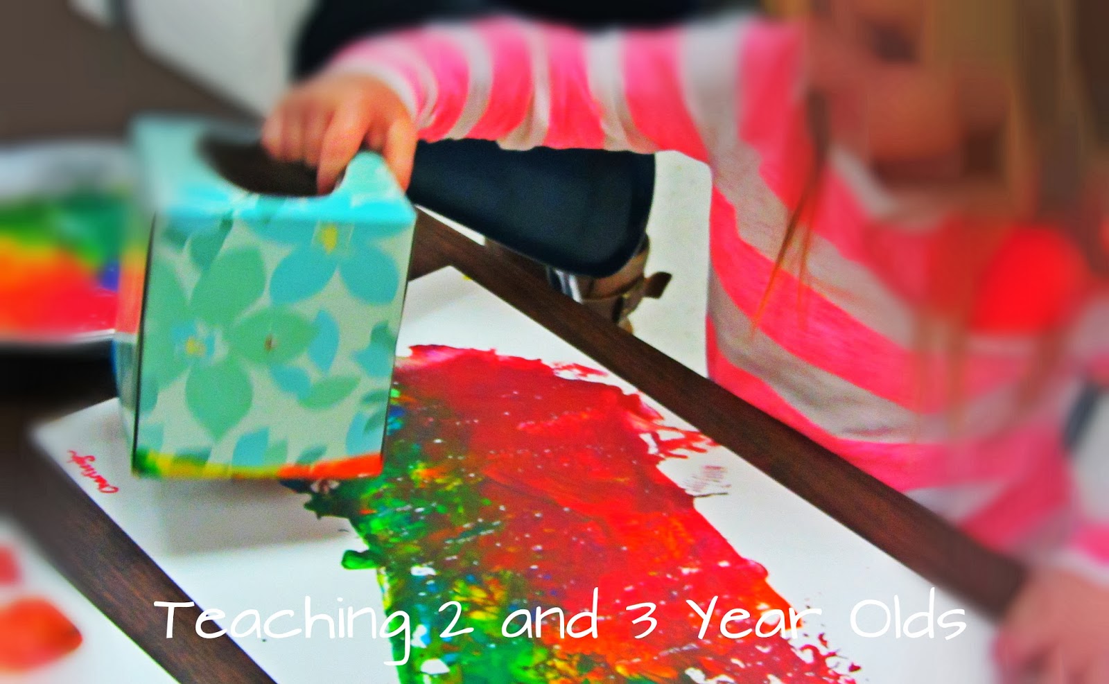 Teaching 2 and 3 Year Olds Painting with Tissue Boxes