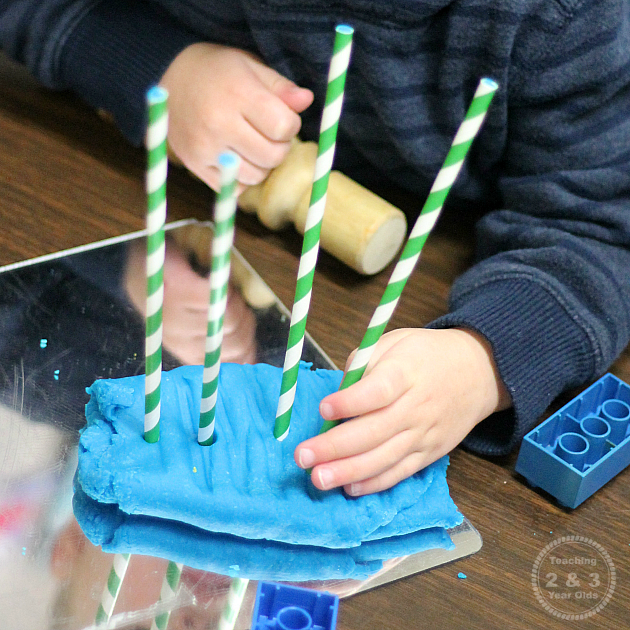 STEM Playdough Building Challenge for Preschooolers - Teaching 2 and 3 Year Olds