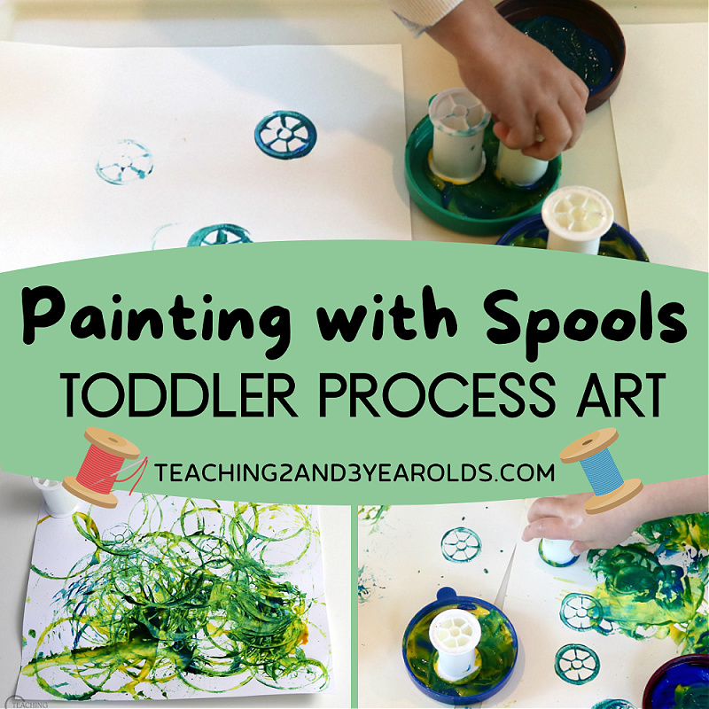 toddler process art with spools