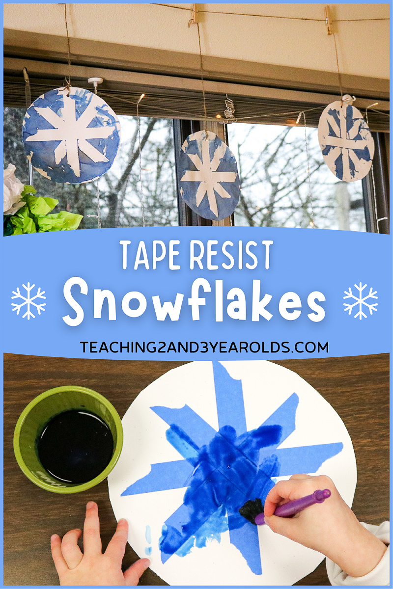 tape resist watercolor snowflake art