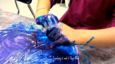 preschool painting on foil