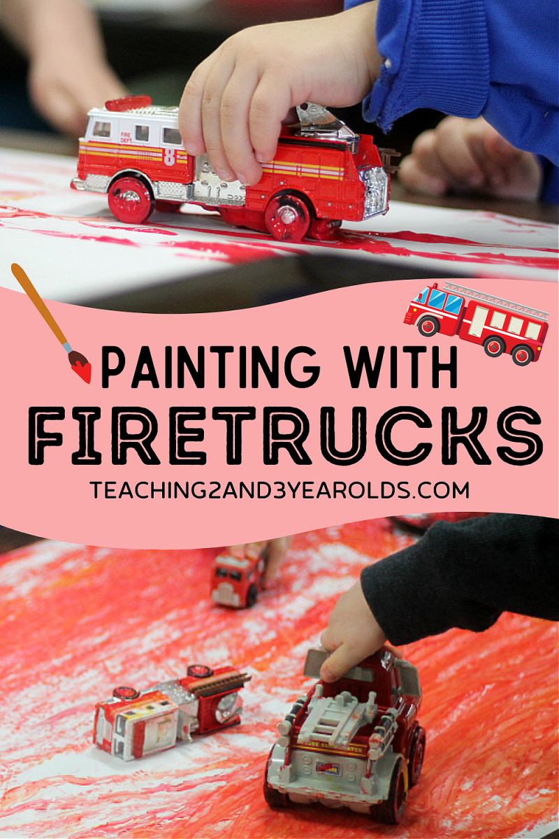 fire truck painting with toddlers