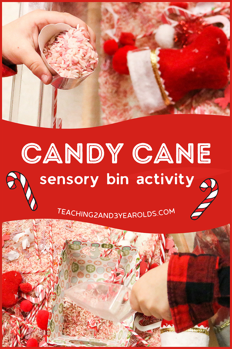 candy cane Christmas sensory bin
