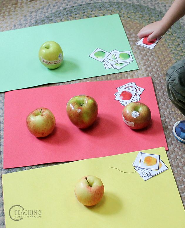 preschool apple sorting free printable