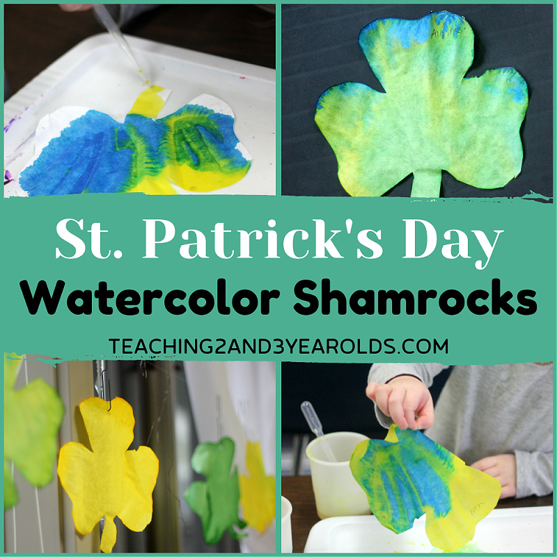 preschool St. Patrick's Day watercolor activity