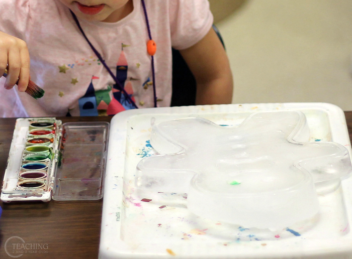Ice Painting for Kids Using Gingerbread Shapes
