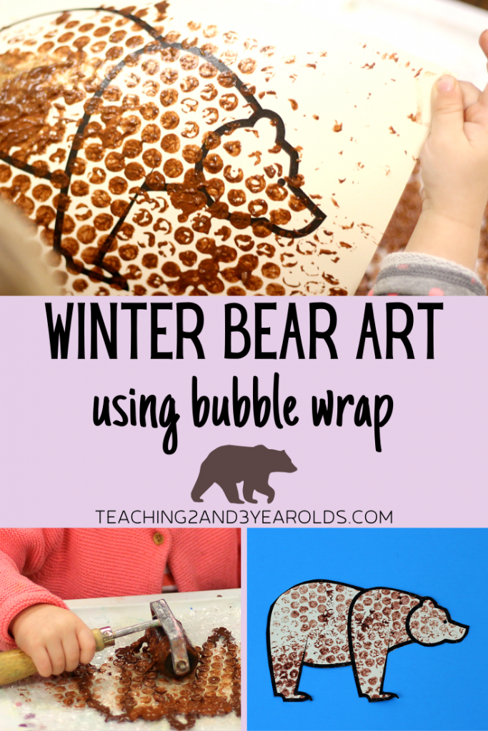 Winter Bear Art for Toddlers Using Bubble Wrap (Free Printable)