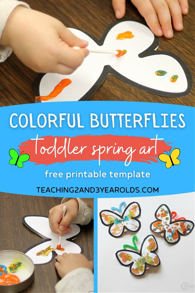 Colorful Toddler Butterfly Art with Free Printable
