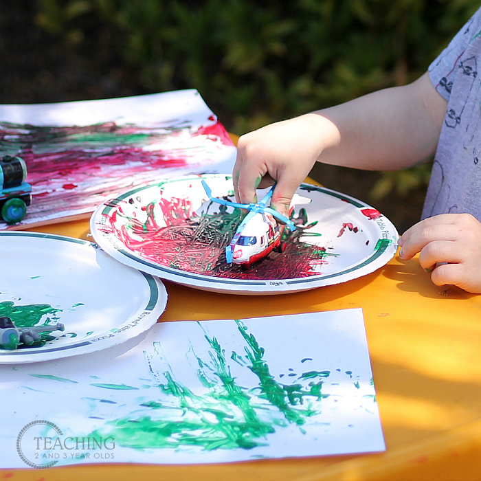 Preschool Transportation Activity that Involves Sorting and Painting