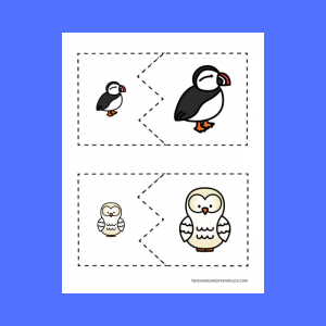free toddler preschool arctic animals matching puzzle cards