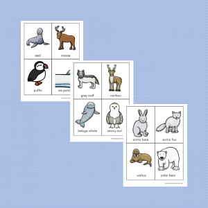 free toddler preschool arctic animals matching cards