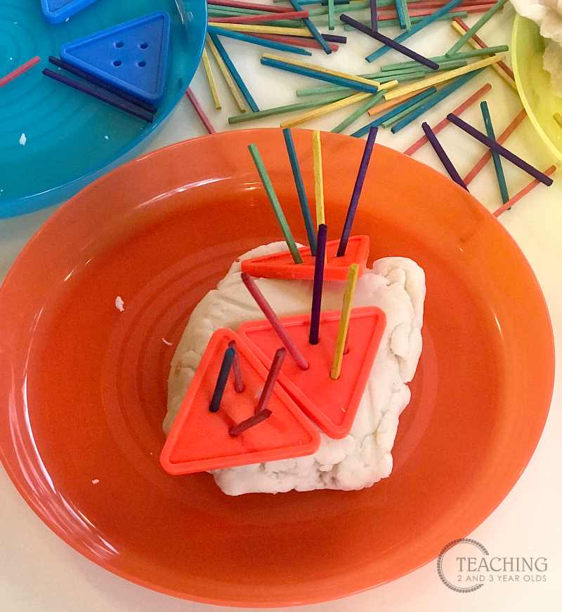 Toddler Triangle Shapes Activity that Also Builds Fine Motor Skills