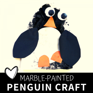 Marble-Painted Penguin Craft for Preschoolers
