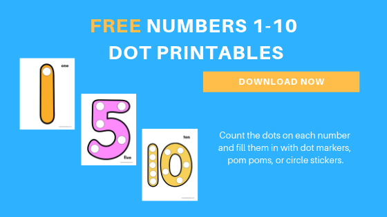 Free toddler preschool dot numbers printables