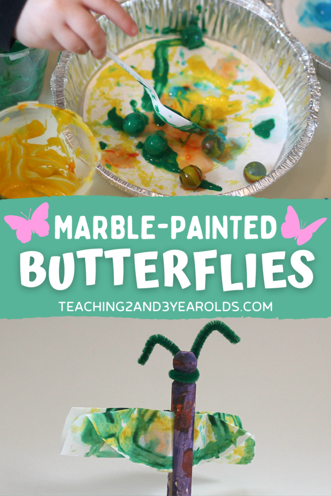 Colorful Preschool Butterfly Art Painted with Marbles