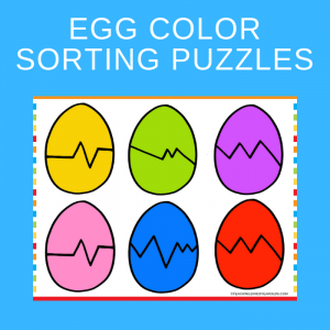 free toddler preschool Easter egg color sorting printable