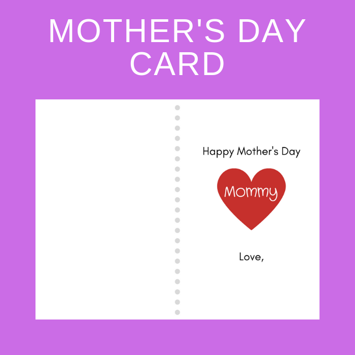 Free Mothers' Day card printable for kids