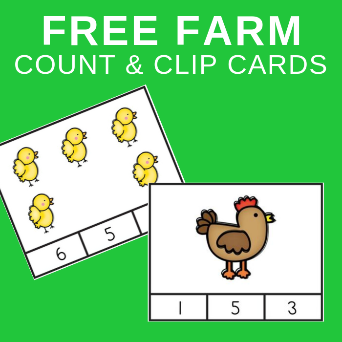 Free Farm Count And Clip Printable Cards