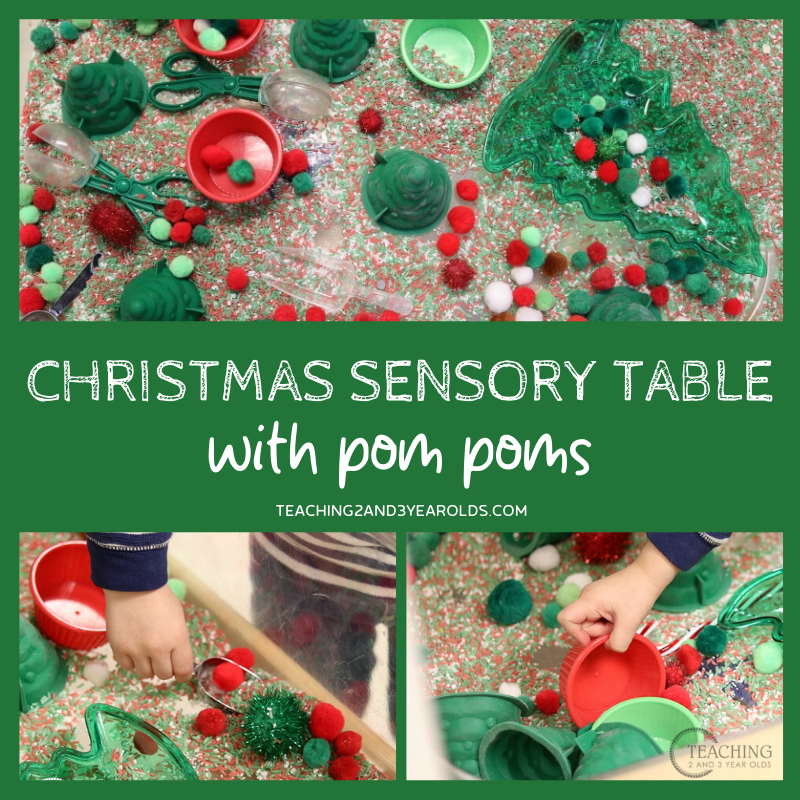 Easy Christmas Sensory Table with Pom Poms