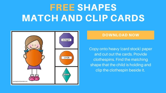 Shapes Match and Clip Cards Printable