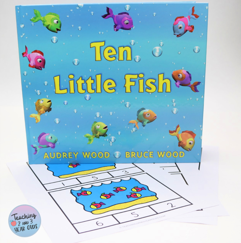 10 Little Fish Pond Laminated Activity Sheet Preschool Children KS1 Numbers EYFS 