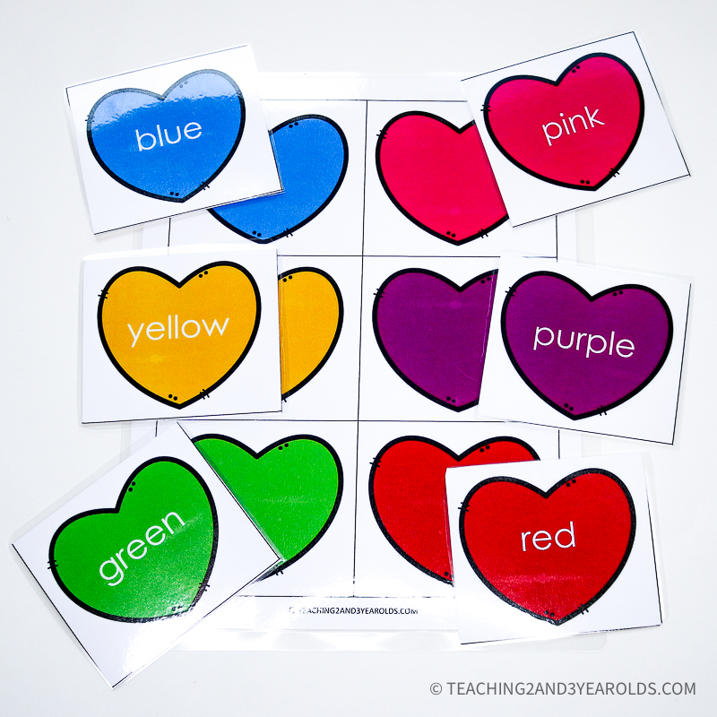 Matching Hearts Valentine Color Sorting Printable