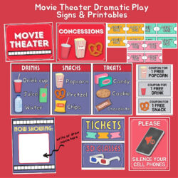 Movie Theater Dramatic Play Printable Pack for Toddlers and Preschoolers