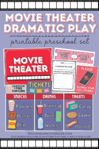 Movie Theater Dramatic Play Printable Pack for Toddlers and Preschoolers