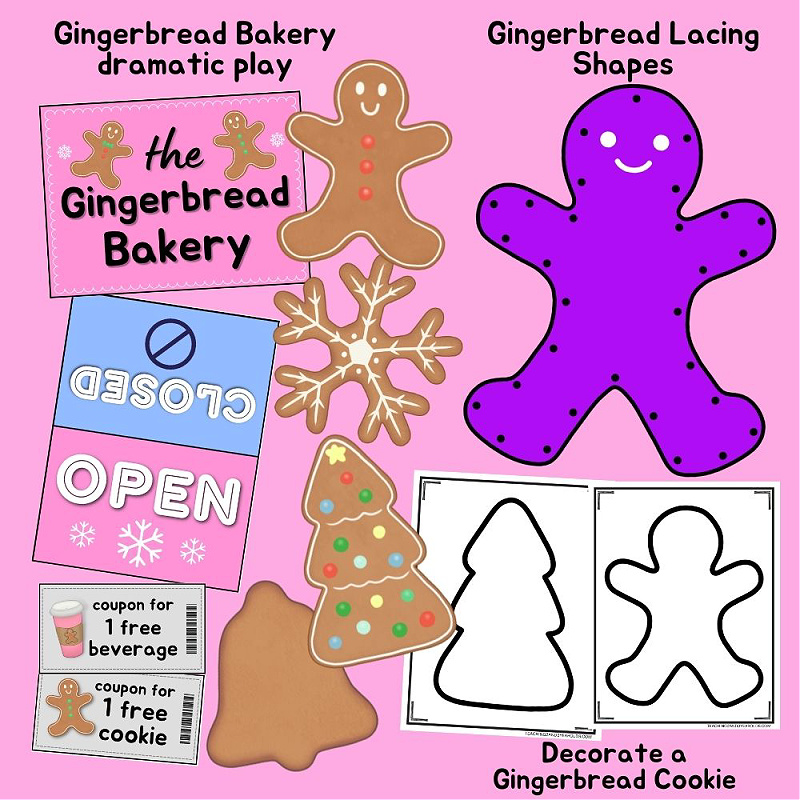 Toddler and Preschool Gingerbread Theme Printables Pack