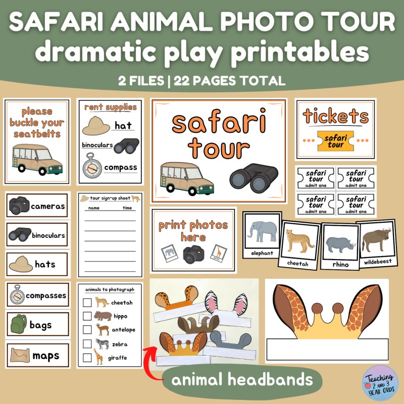 TPT safari animal dramatic play printables