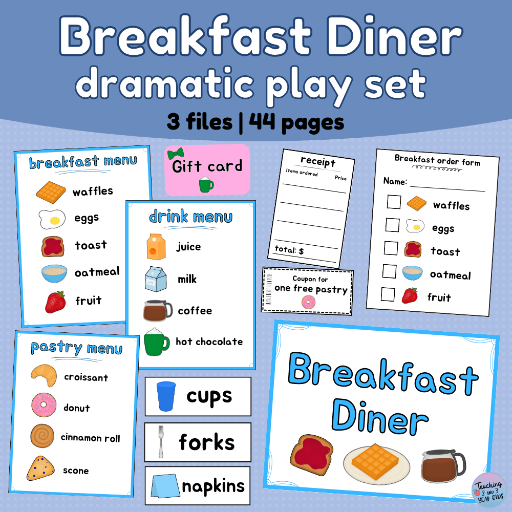 Breakfast Diner Dramatic Play Printables