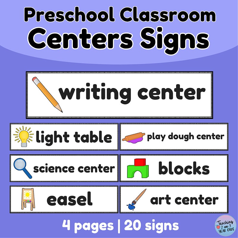 preschool centers signs labels
