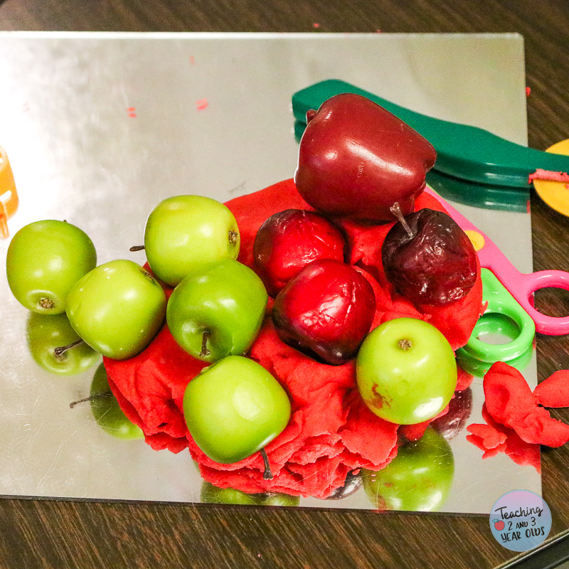 apple themed playdough activity