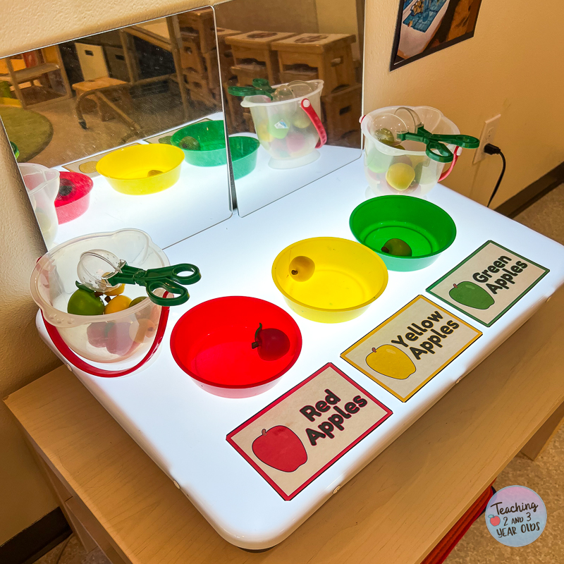 preschool apple color sorting