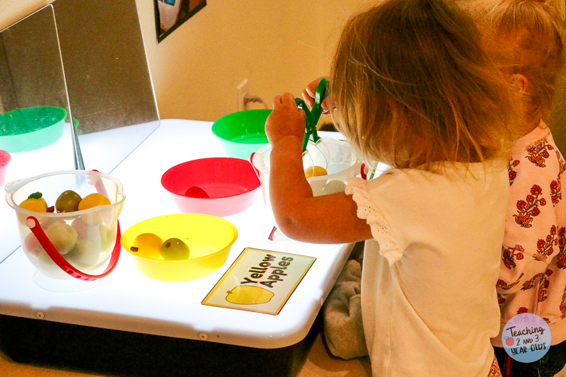 preschool apple color sorting