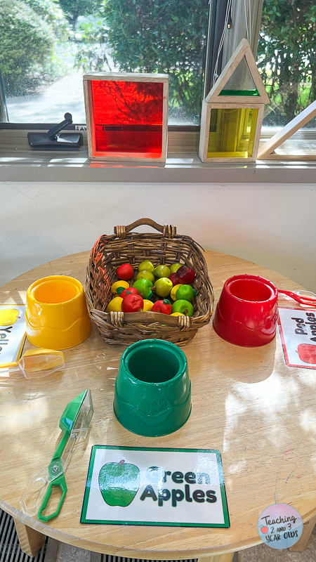 preschool apple color sorting