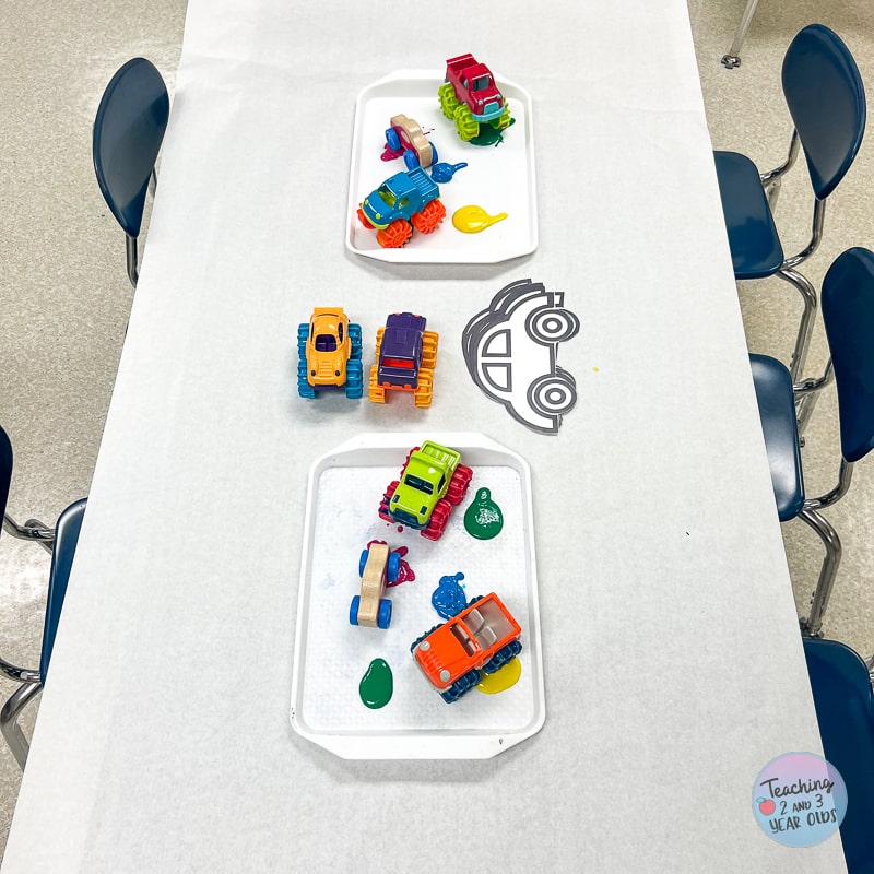 toddler car painting activity