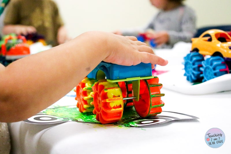 toddler car painting activity