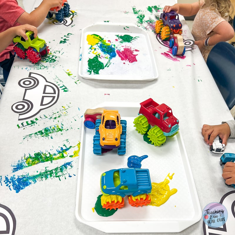 toddler car painting activity