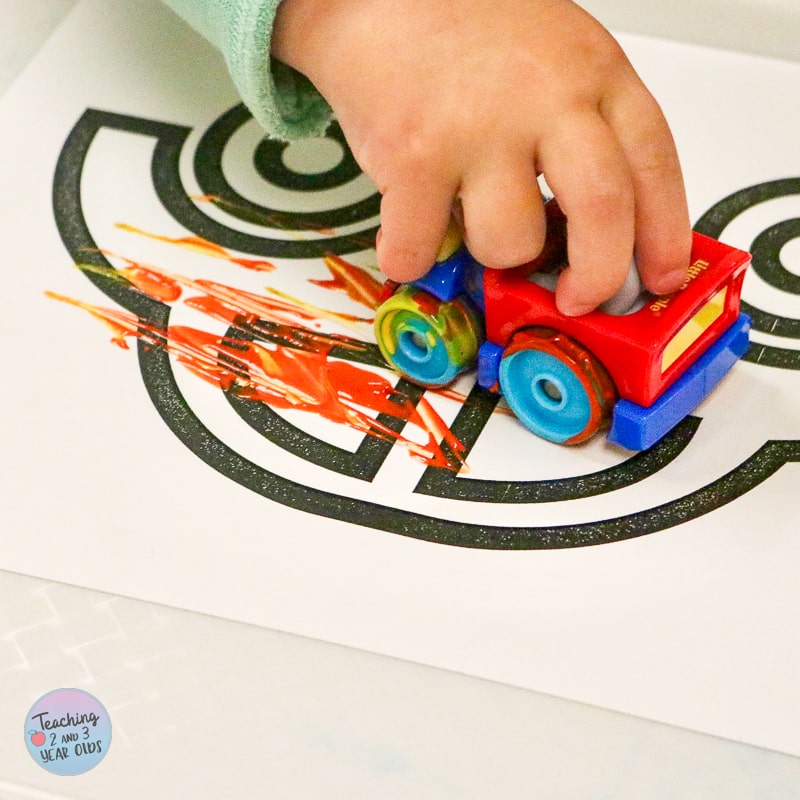 toddler car painting activity