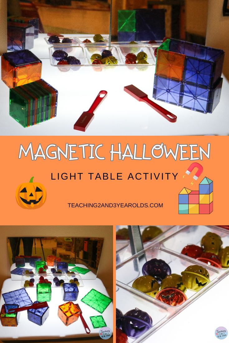 preschool halloween light table with magnets