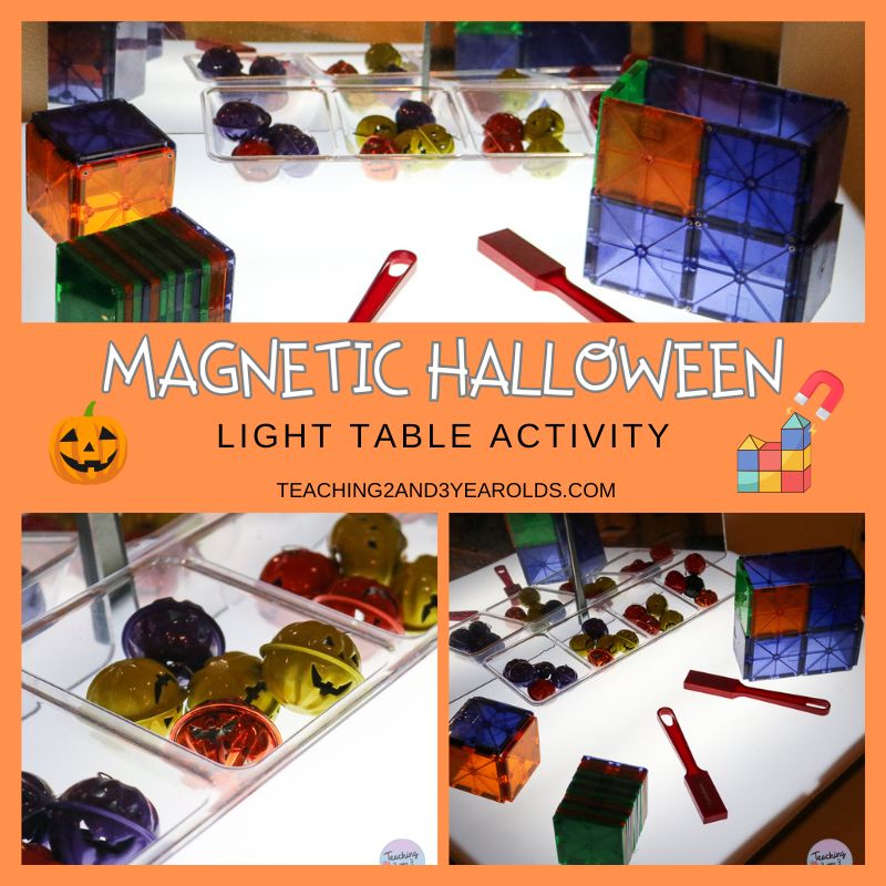 preschool halloween light table with magnets