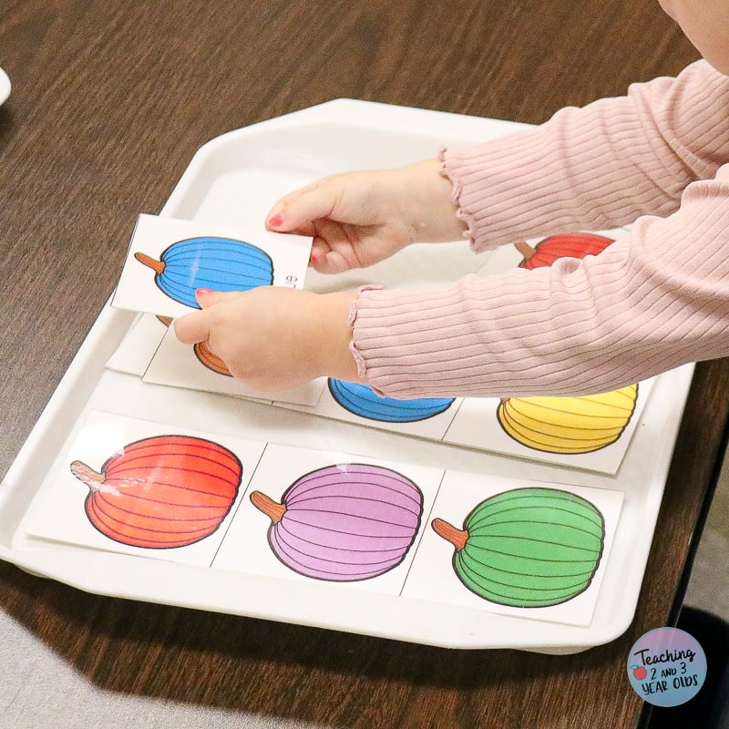preschool pumpkin circle time color matching