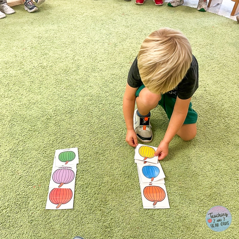 preschool pumpkin circle time color matching