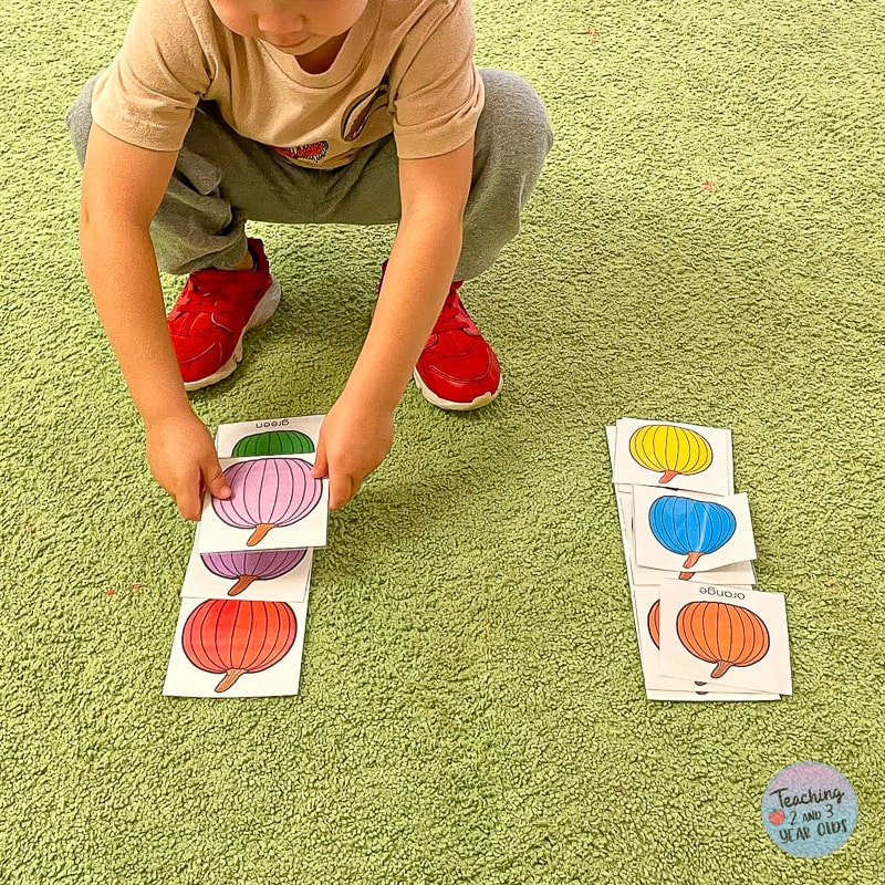 preschool pumpkin circle time color matching