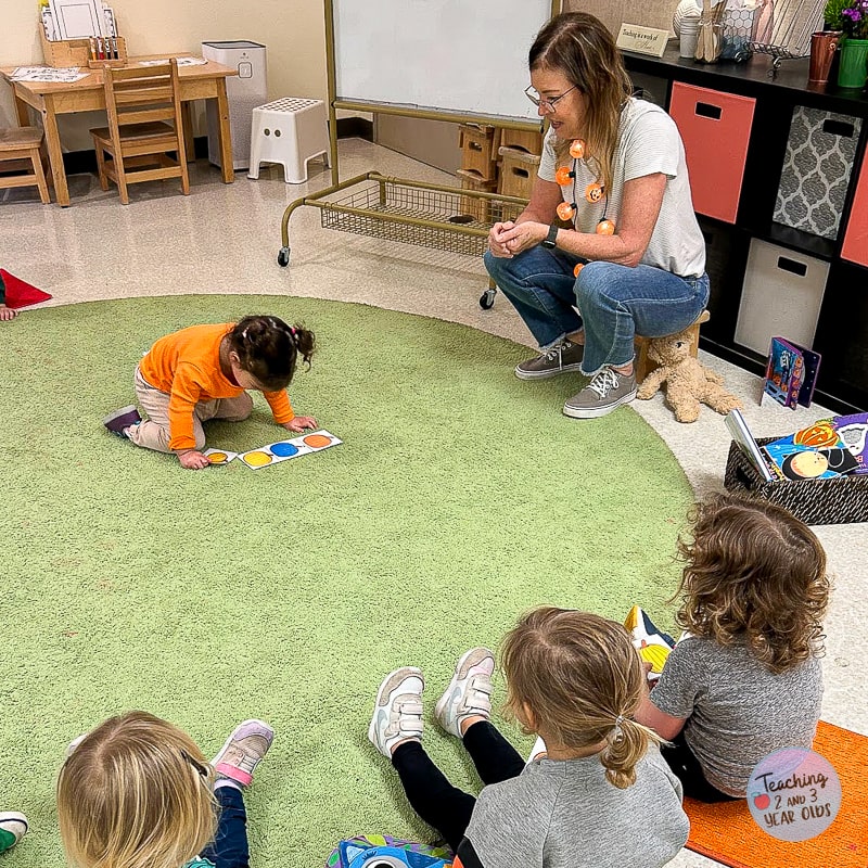 preschool pumpkin circle time color matching