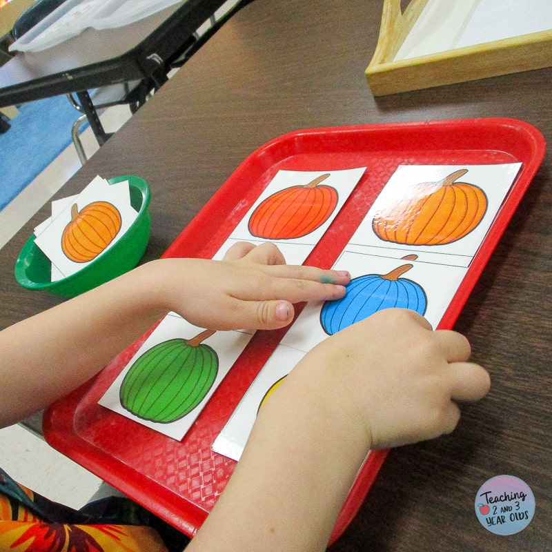 preschool pumpkin circle time color matching
