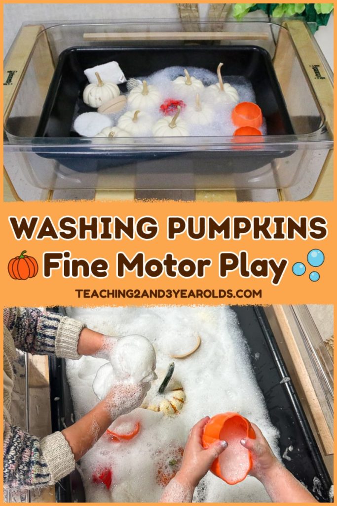 preschool pumpkin washing activity