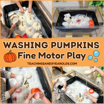 preschool pumpkin washing activity