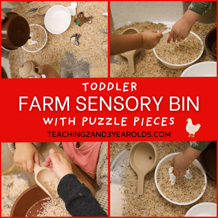 TODDLER FARM SENSORY BIN WITH PUZZLE PIECES